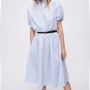 Maje Blue Striped Midi Dress